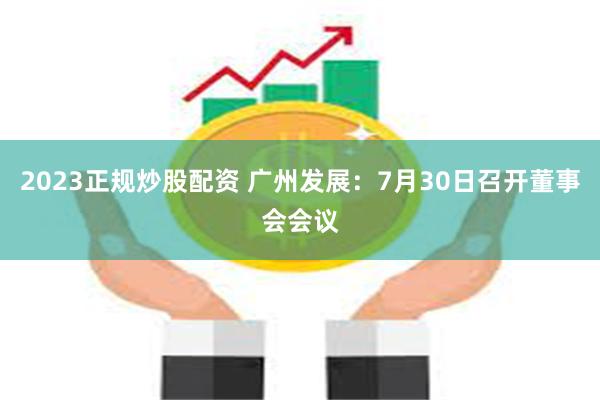 2023正规炒股配资 广州发展：7月30日召开董事会会议